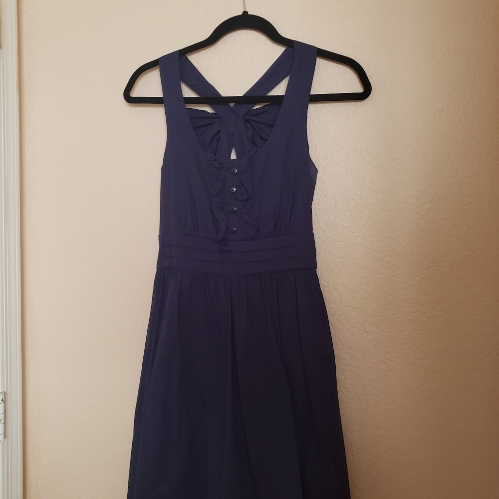 Casual Blue Dress with Bow
